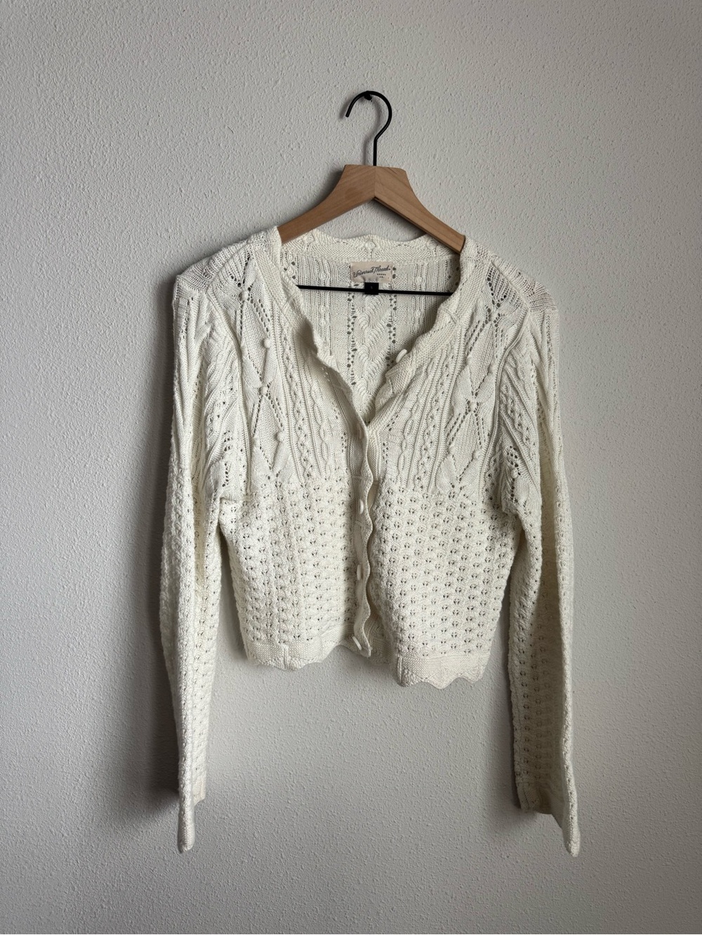 Cream Knit Button-Front Women's Sweater Cardigan